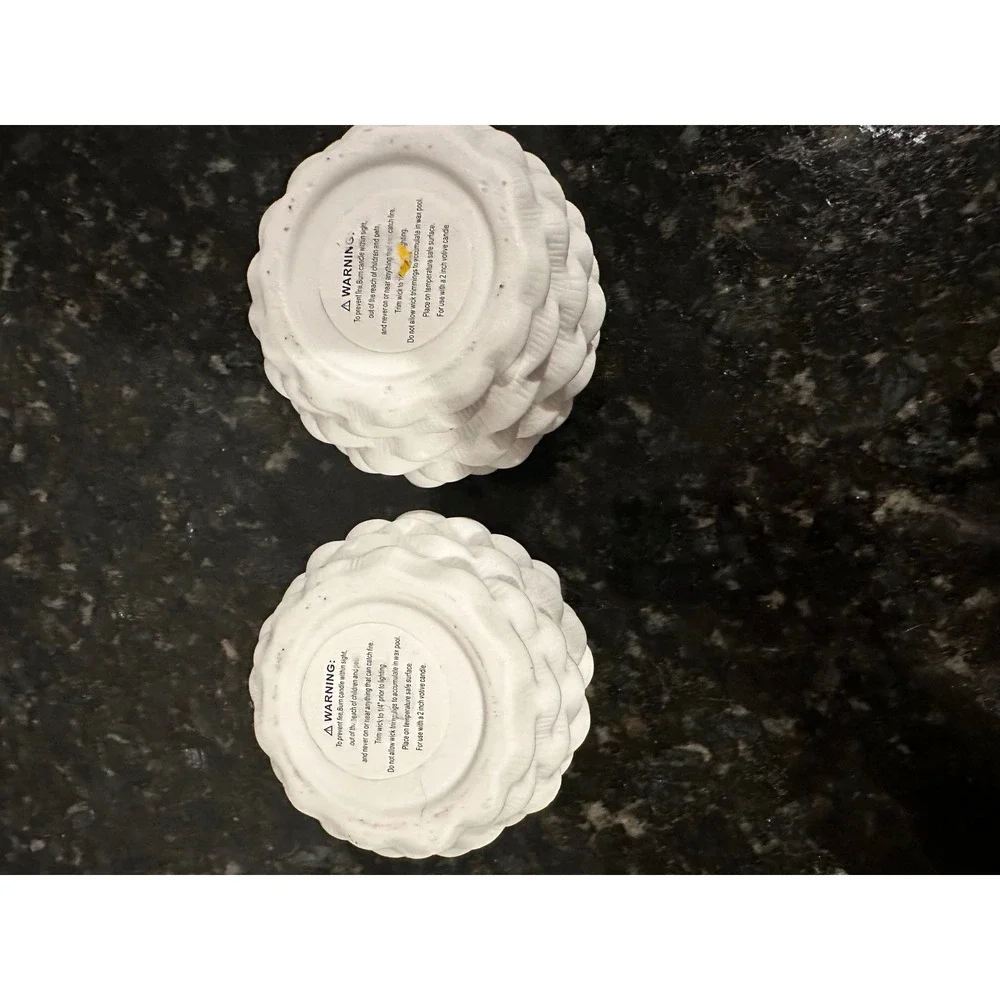 2 White Ceramic Pinecone Shaped Votive Holders